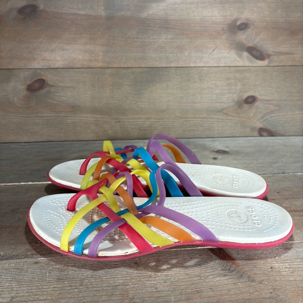 Crocs huarache womens size 10 shoes multicolor slip on comfort sandals